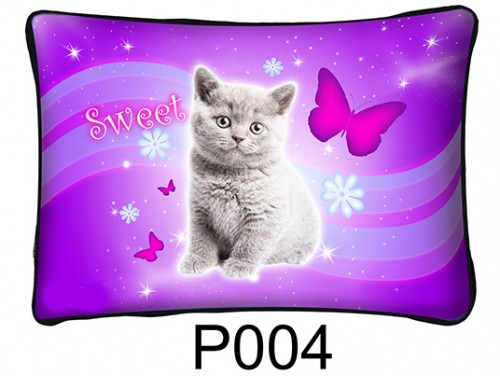 (P004) Párna 37 cm x 27 cm - Szürke cica Sweet - Macskás ajándékok